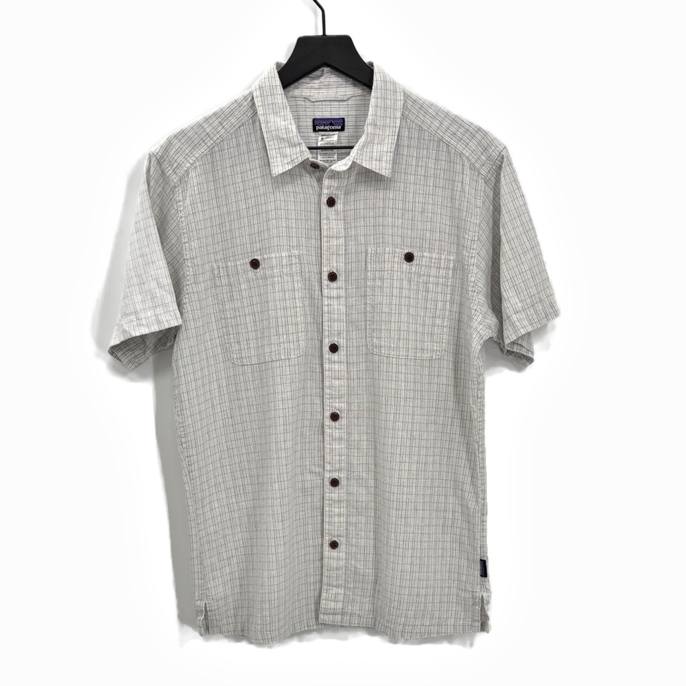 Patagonia Migration Hemp Button Down Shirt in Blue & Gray - Size Medium